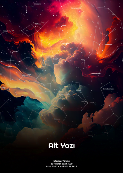Rect Black - Gökyüzü Haritası Poster